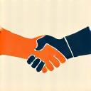 Icon representing exceptional customer service, a handshake with a fishing rod in the background