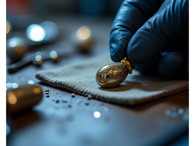Close-up of a hand polishing a metal fishing component