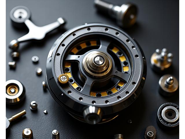 Close-up of a disassembled fishing reel showing upgraded internal components